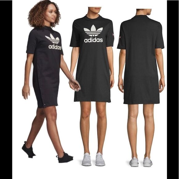 Adidas originals three stripes Cotton short sleeve Logo dress Sz XS - Picture 5 of 14